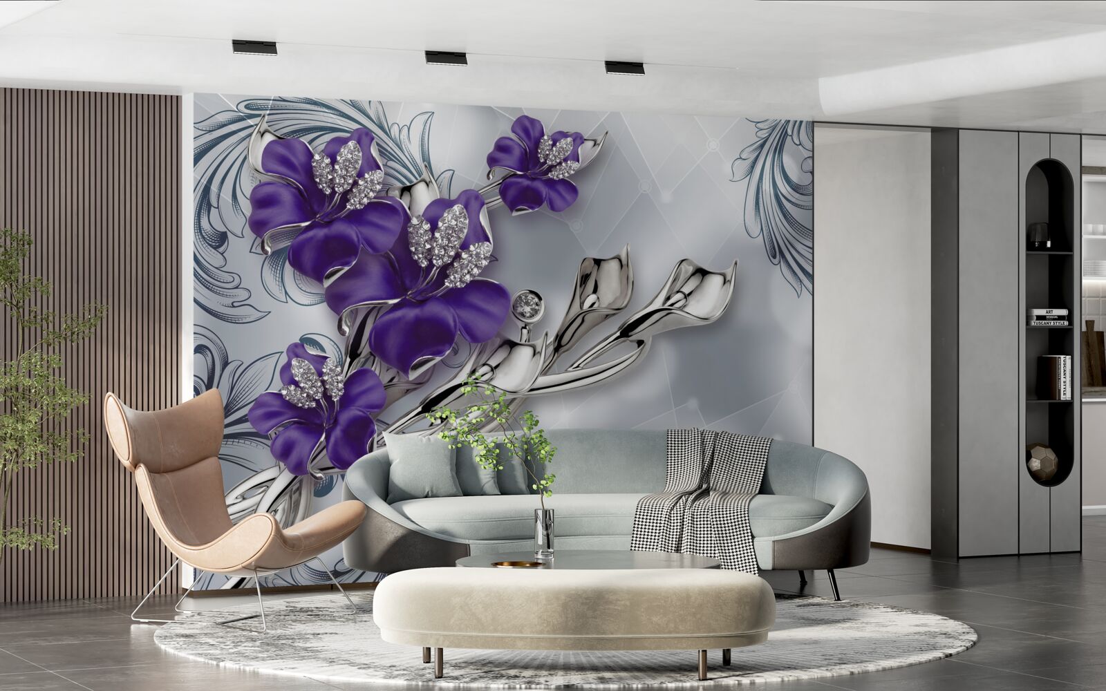 Fotobehang koningspaarse lelie op takken