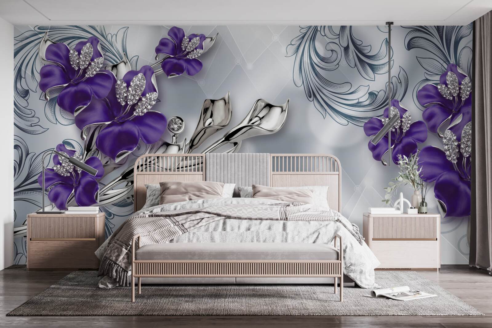 Fotobehang koningspaarse lelie op takken