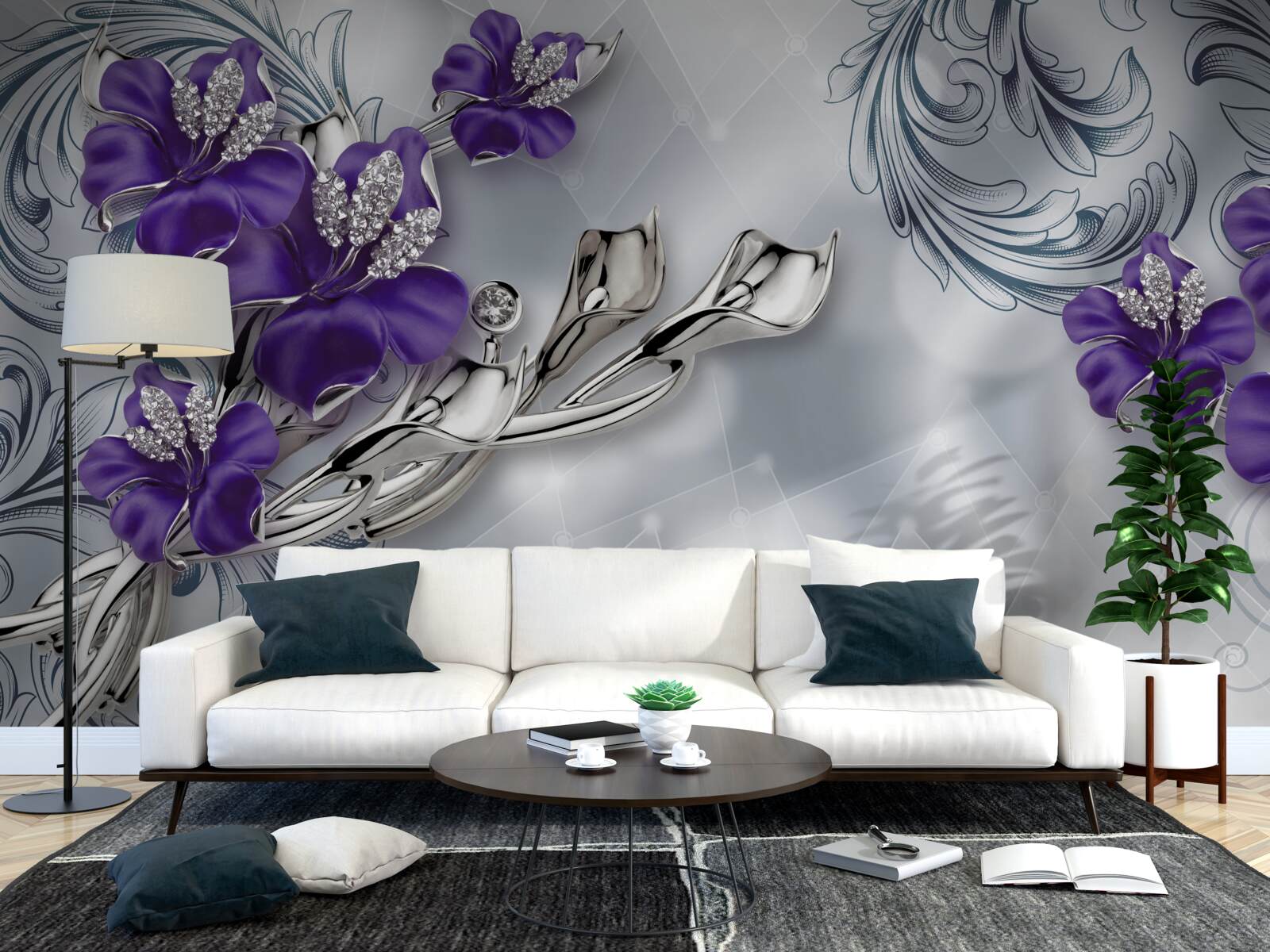 Fotobehang koningspaarse lelie op takken