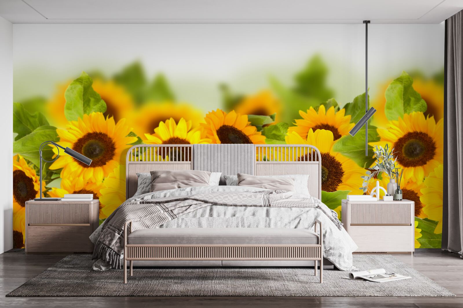 Fotobehang een groot aantal gouden zonnebloemen