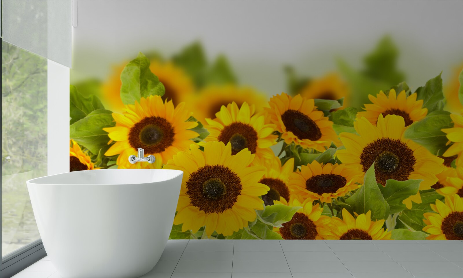 Fotobehang een groot aantal gouden zonnebloemen