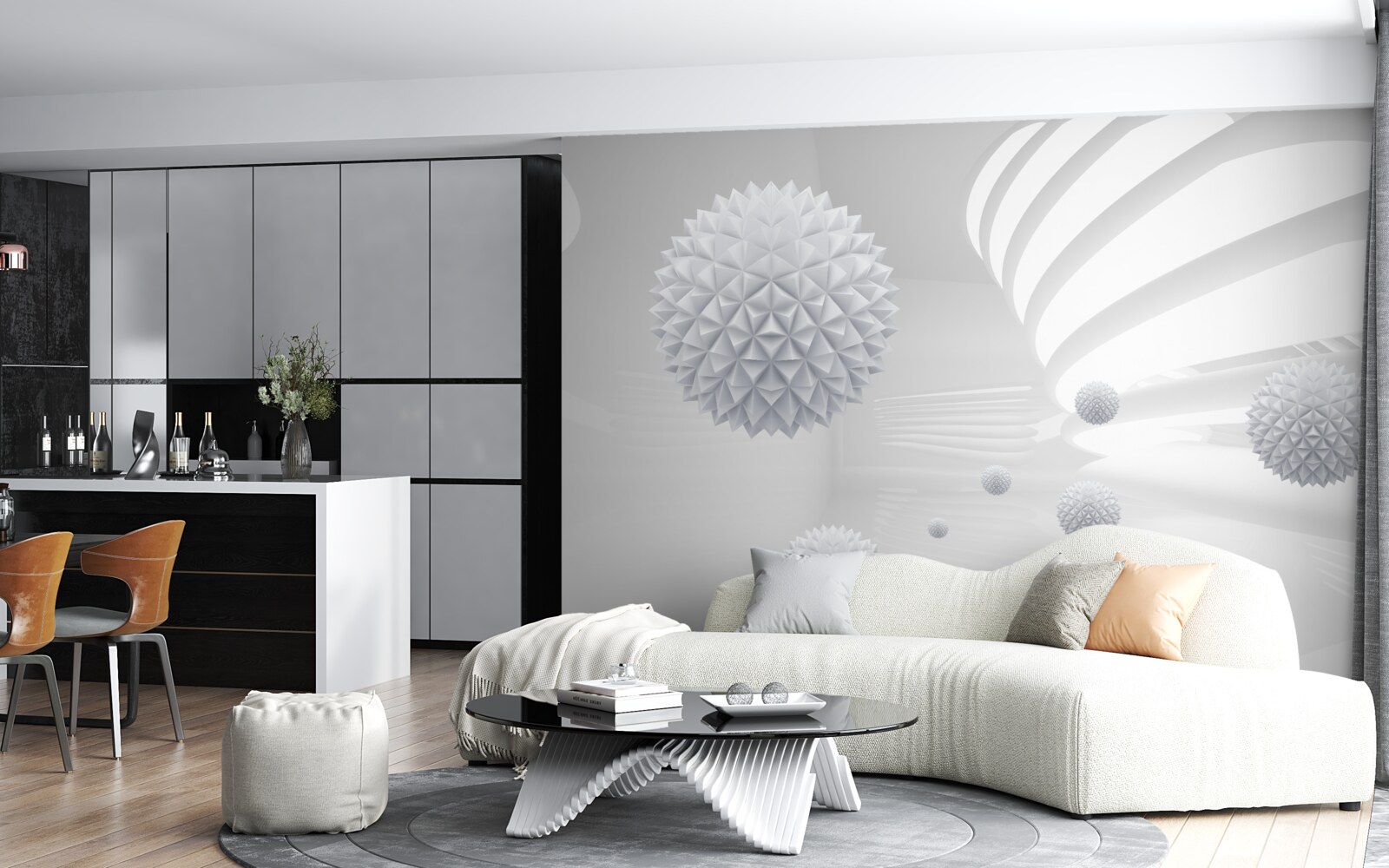 Fotobehang ballen die rond het centrum gaan