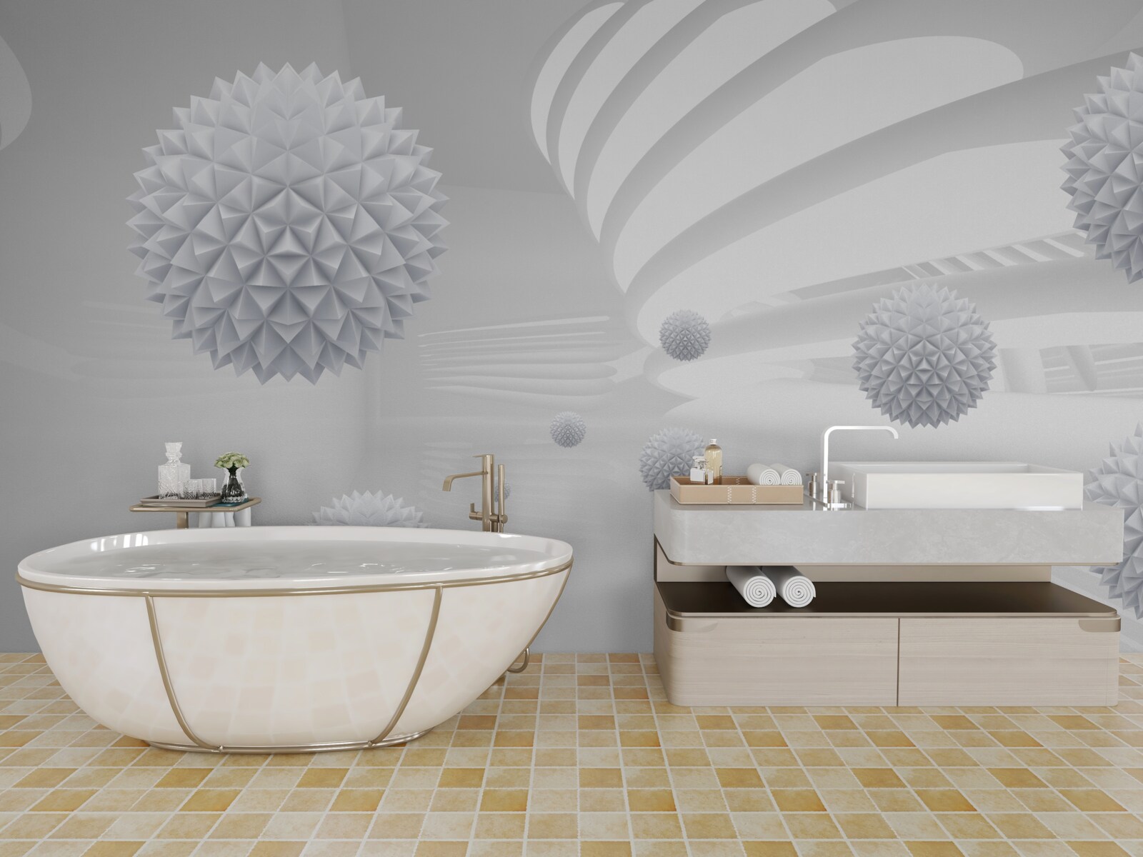 Fotobehang ballen die rond het centrum gaan