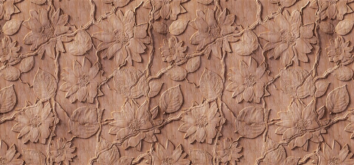 Fotobehang bruine sierbloemen