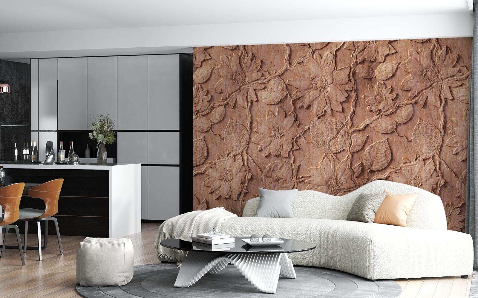 Fotobehang bruine sierbloemen