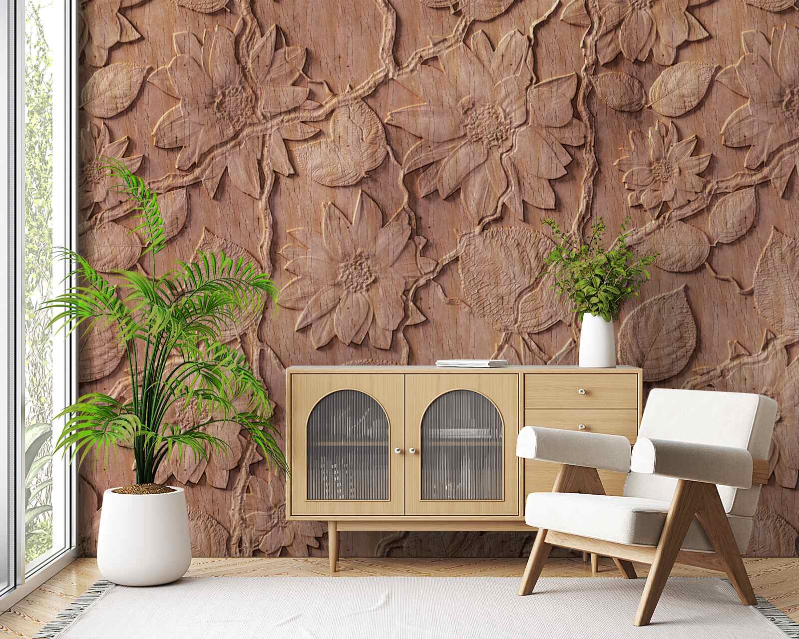 Fotobehang bruine sierbloemen