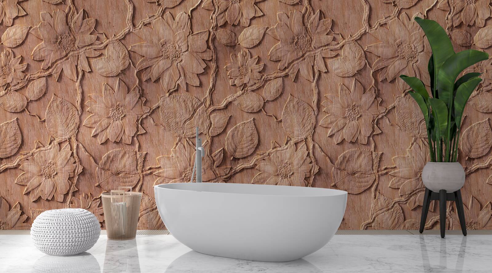 Fotobehang bruine sierbloemen