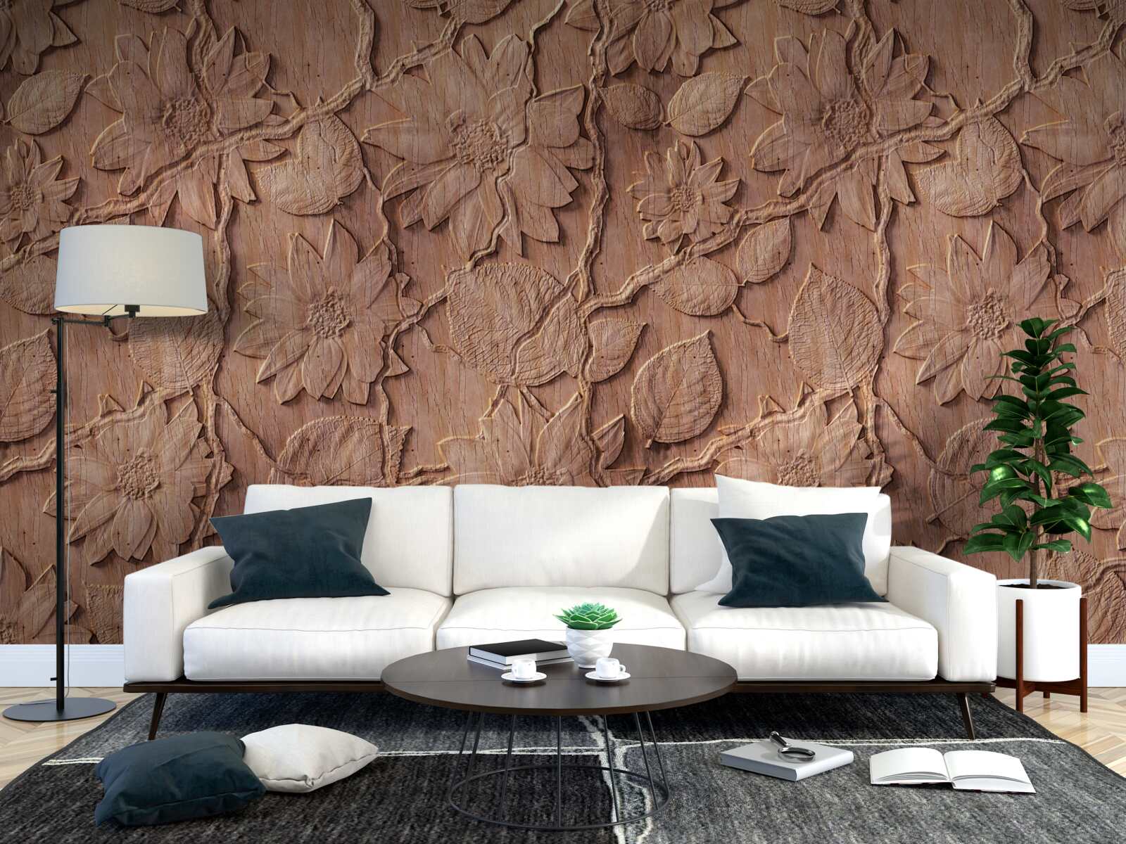 Fotobehang bruine sierbloemen