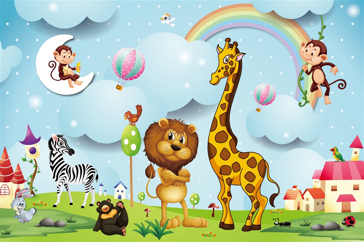 Fotobehang dieren in een frisse weide