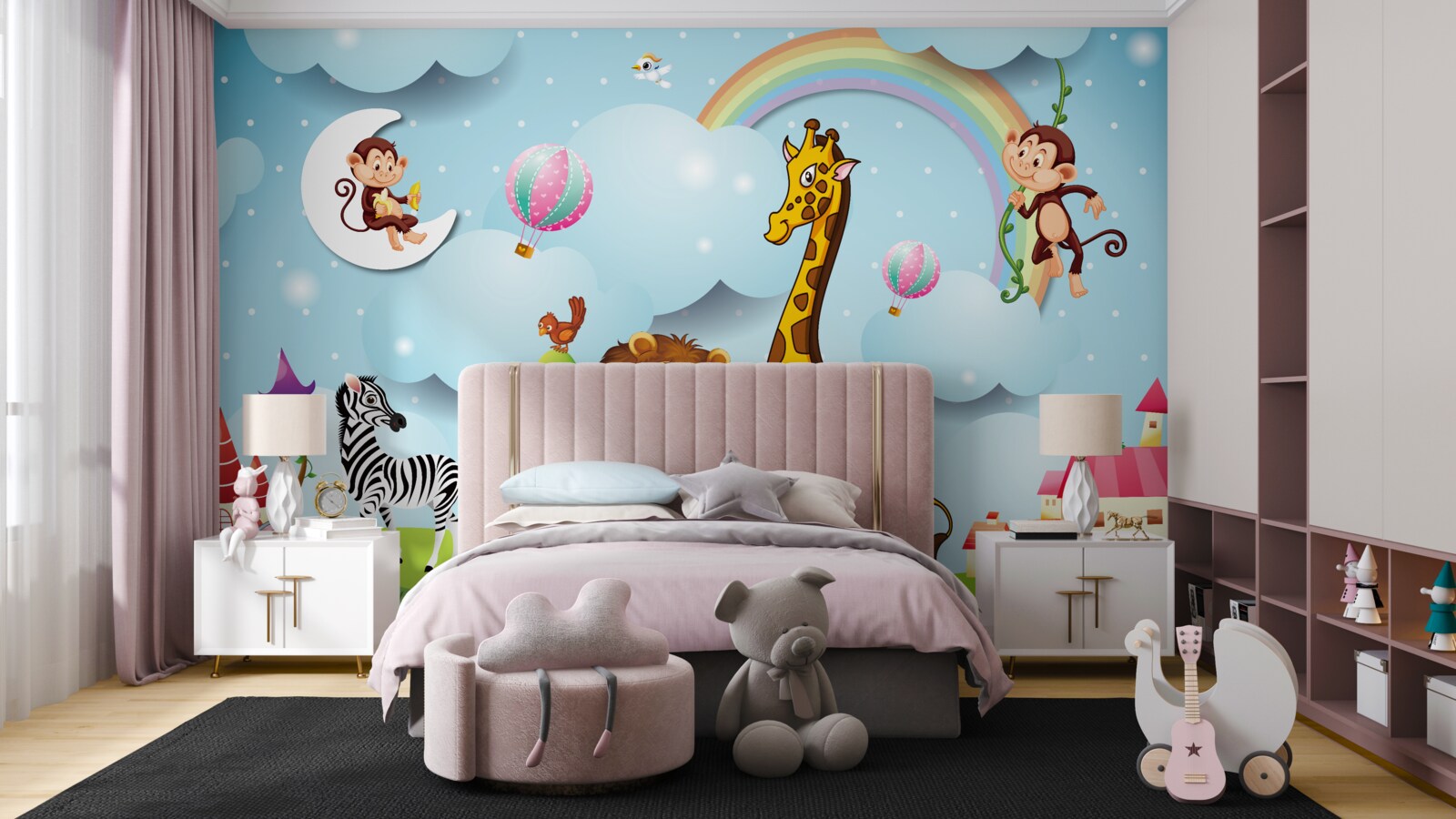 Fotobehang dieren in een frisse weide