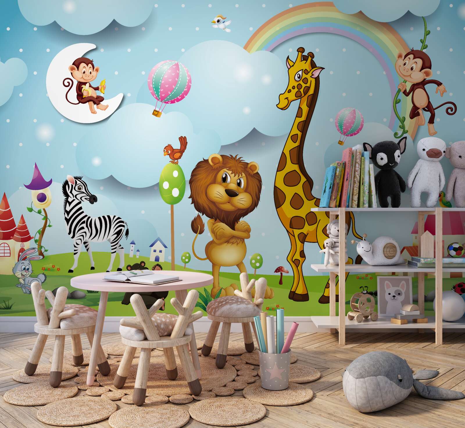 Fotobehang dieren in een frisse weide