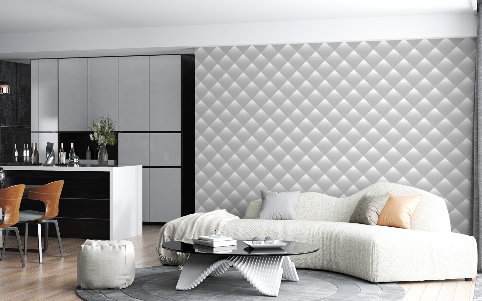 Fotobehang zilveren textuur in de vorm van diamanten