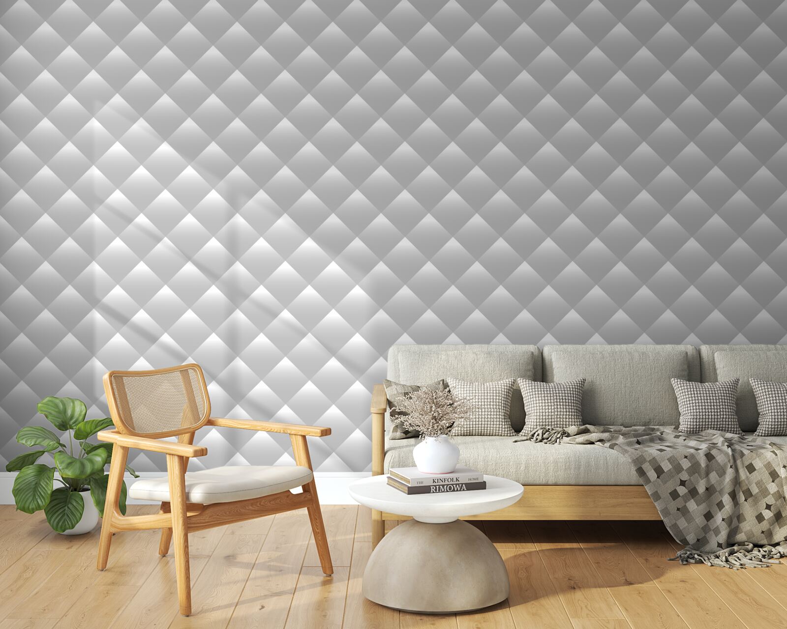 Fotobehang zilveren textuur in de vorm van diamanten