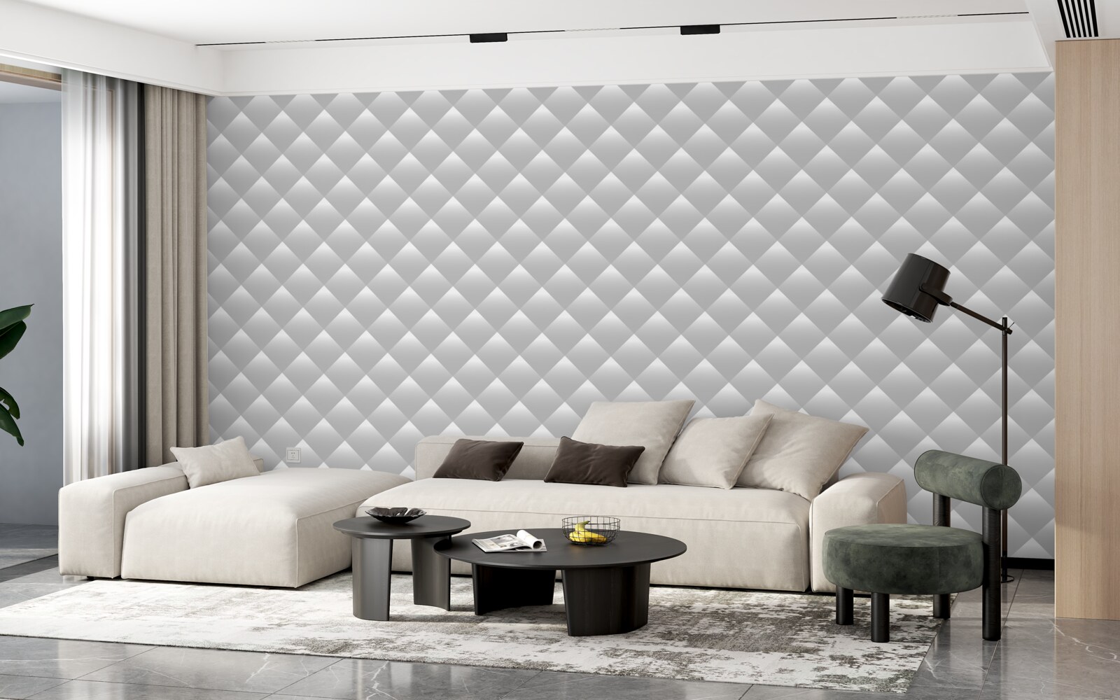 Fotobehang zilveren textuur in de vorm van diamanten