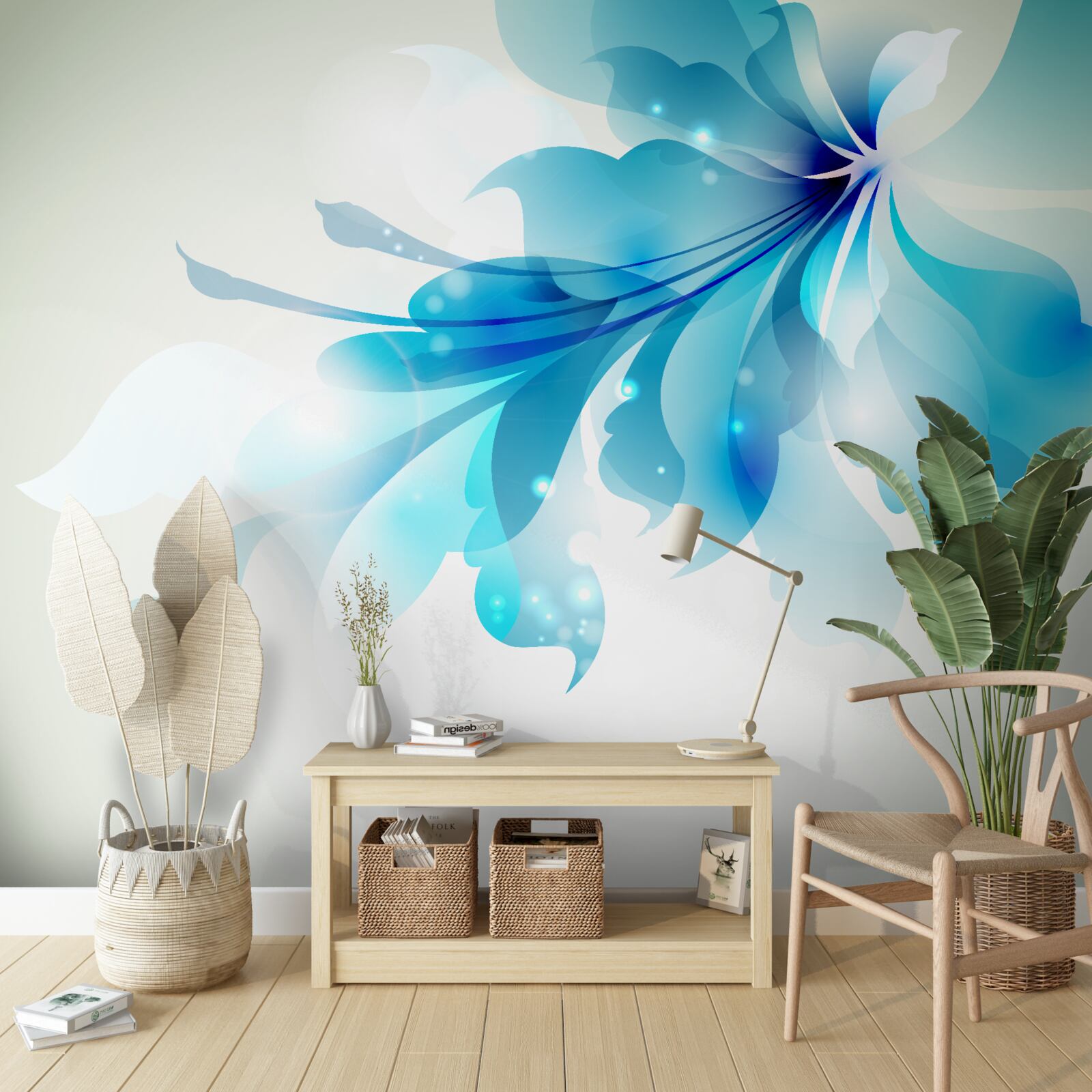 Fotobehang grote blauwe donut