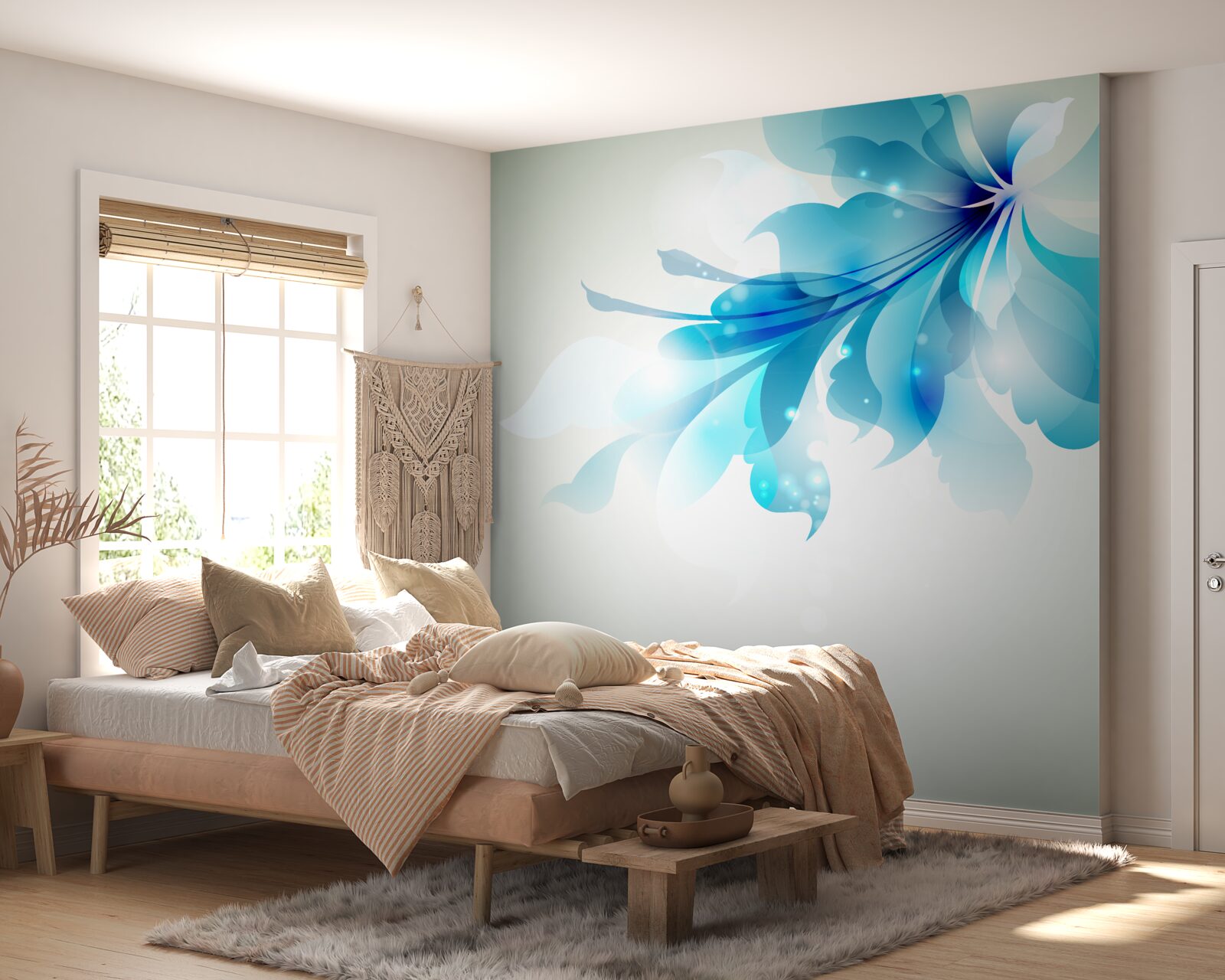 Fotobehang grote blauwe donut