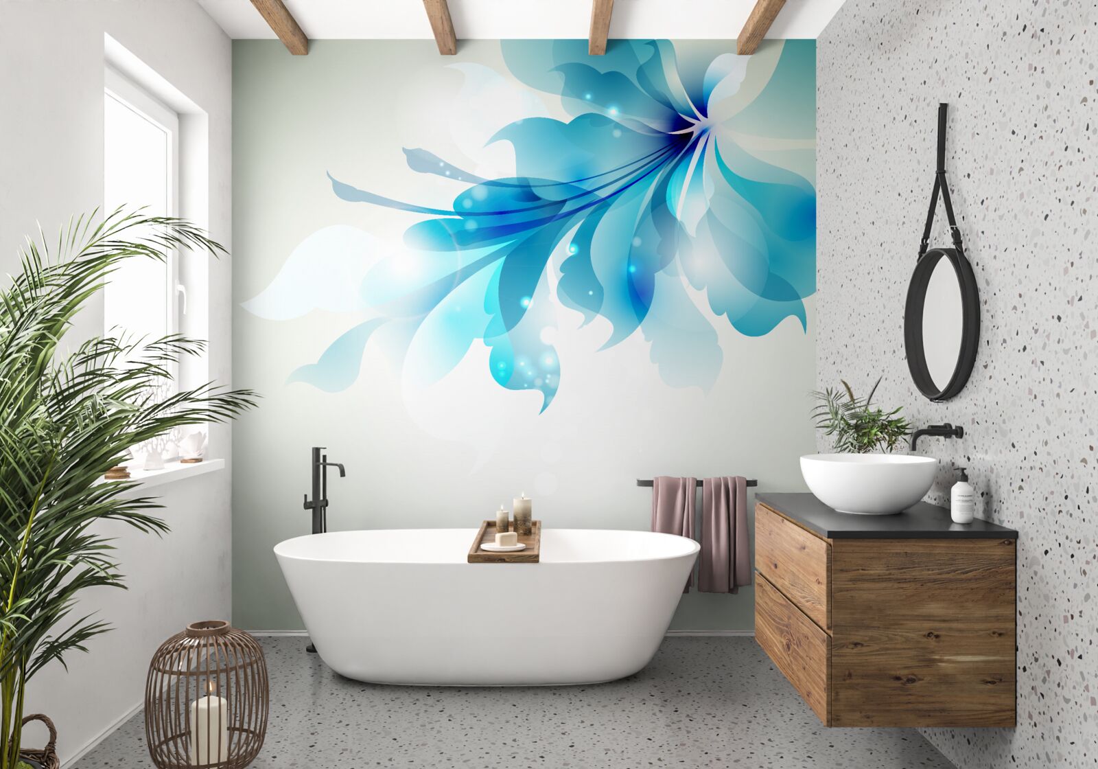 Fotobehang grote blauwe donut