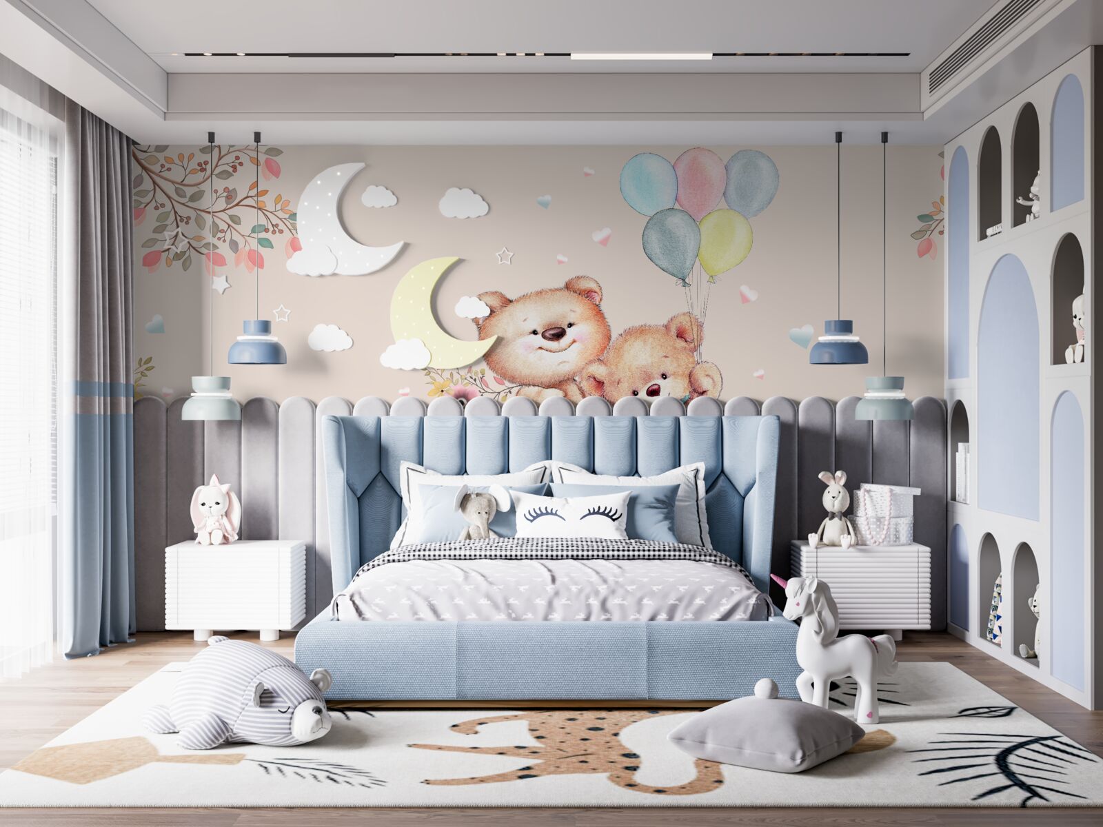 Fotobehang beren met ballen