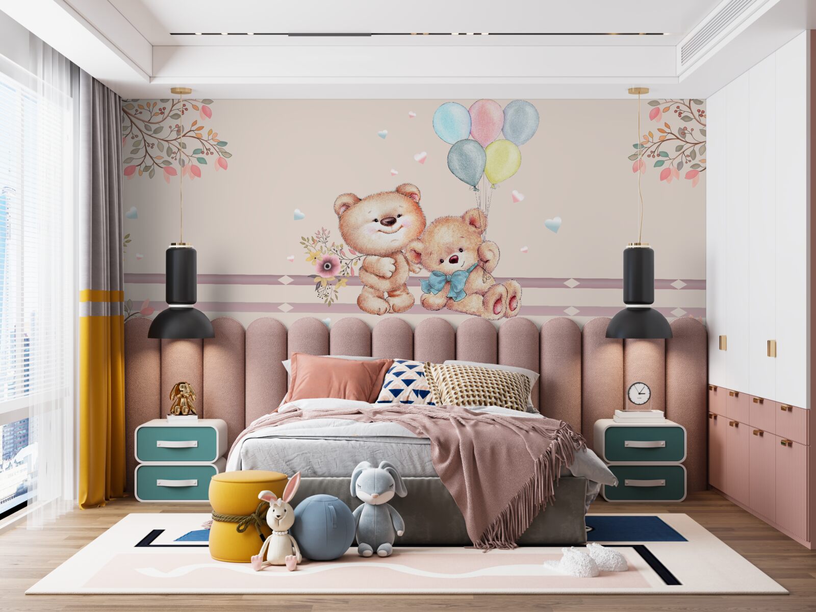 Fotobehang beren met ballen