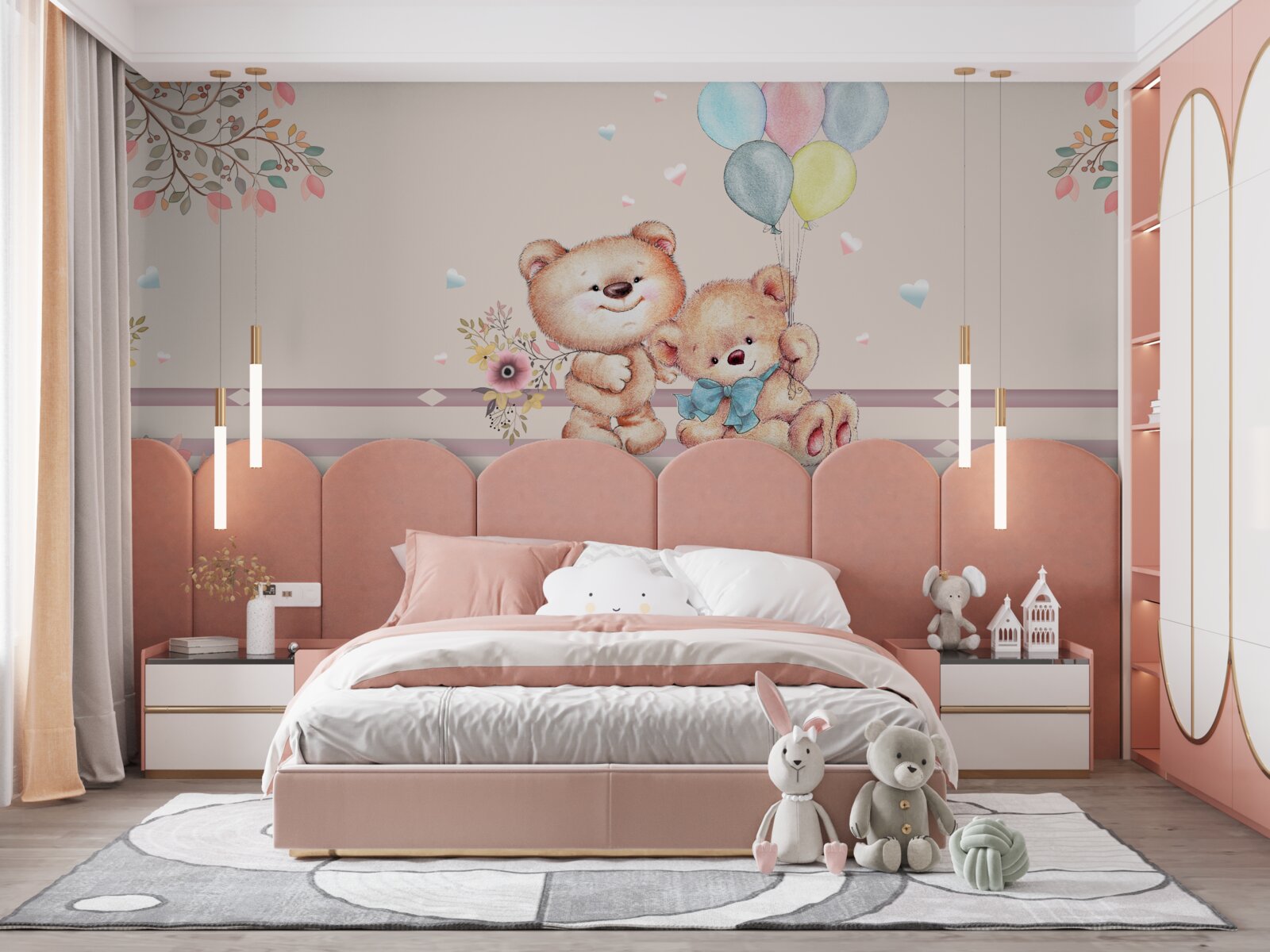 Fotobehang beren met ballen