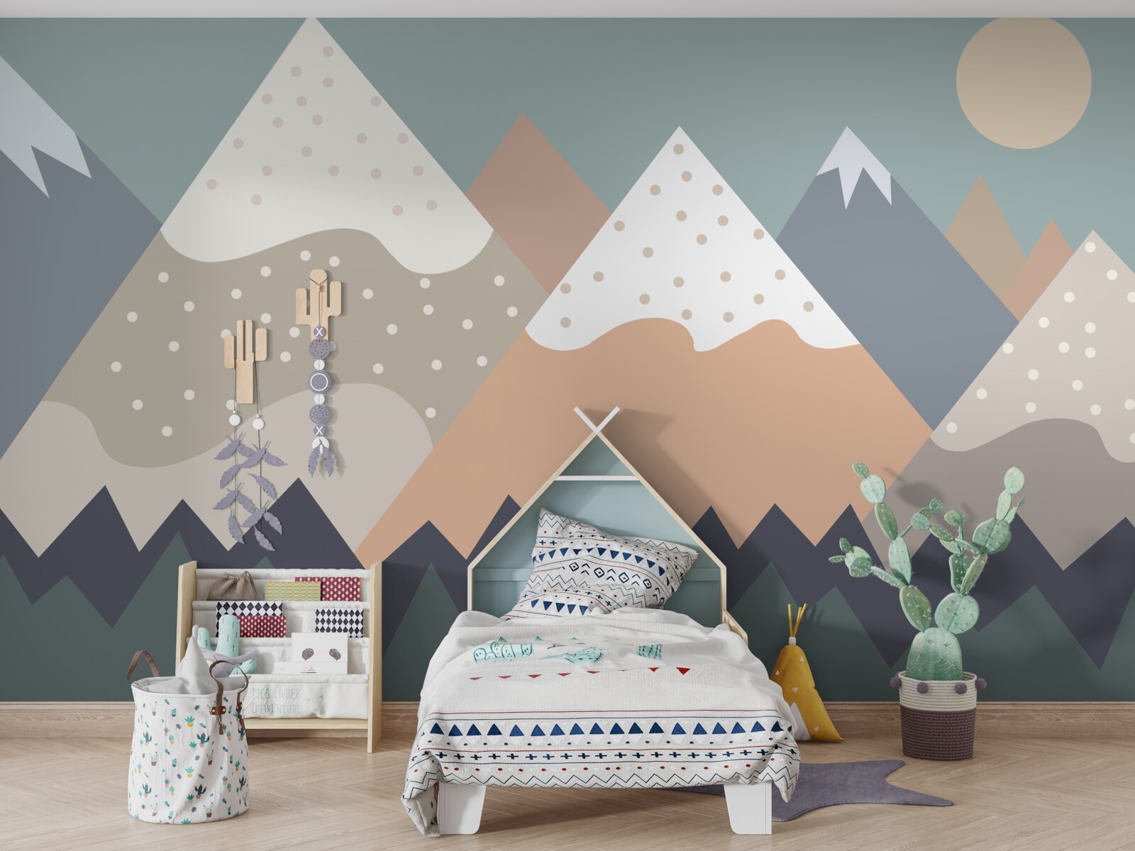 Fotobehang bergen afgebeeld in verschillende kleuren