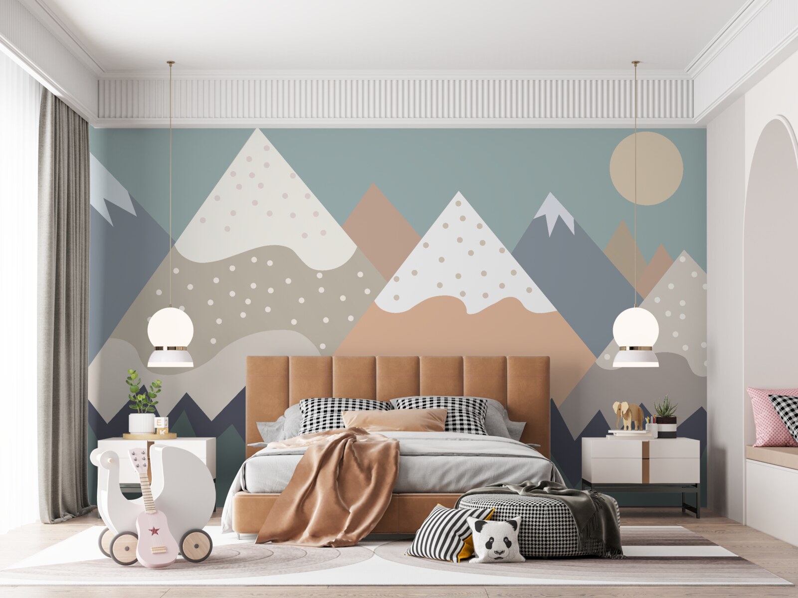 Fotobehang bergen afgebeeld in verschillende kleuren