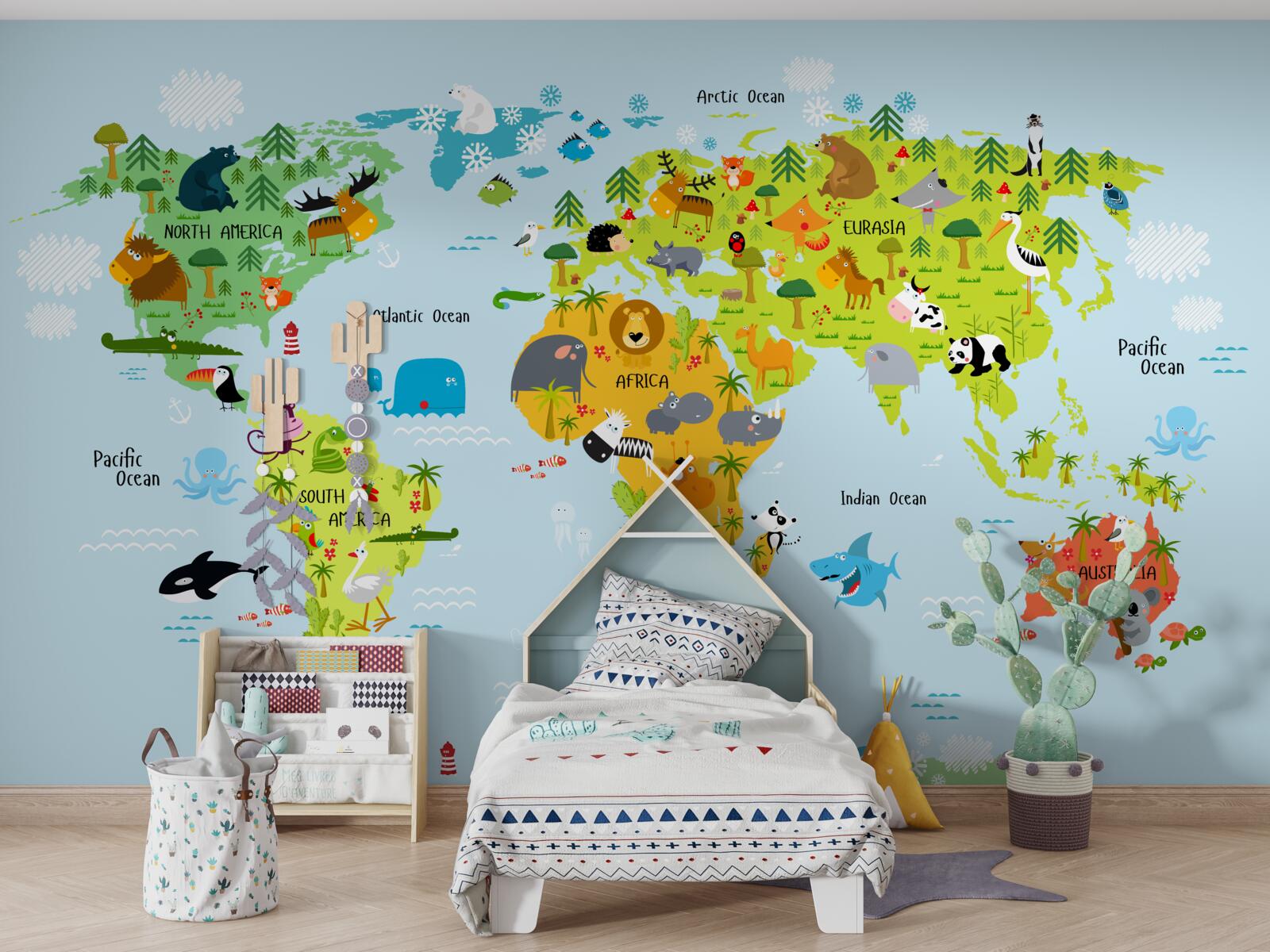 Fotobehang vibrerende wereldkaart