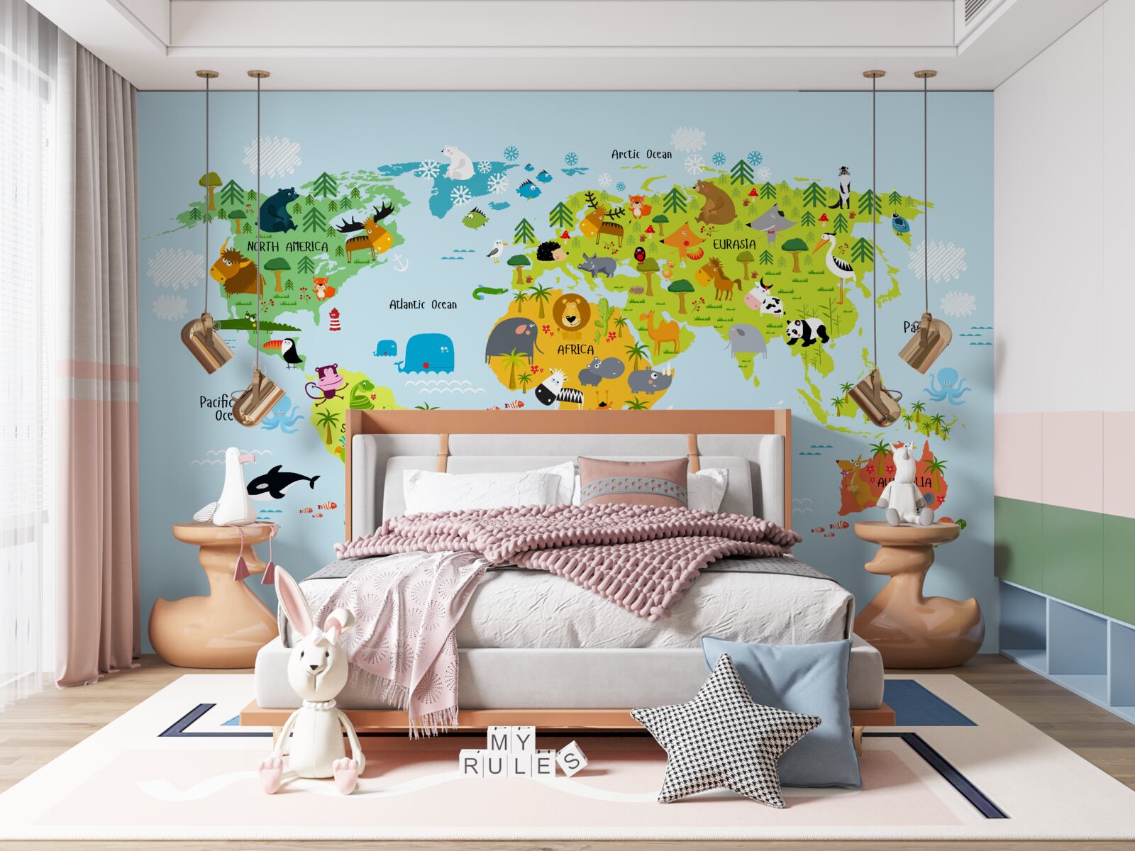 Fotobehang vibrerende wereldkaart