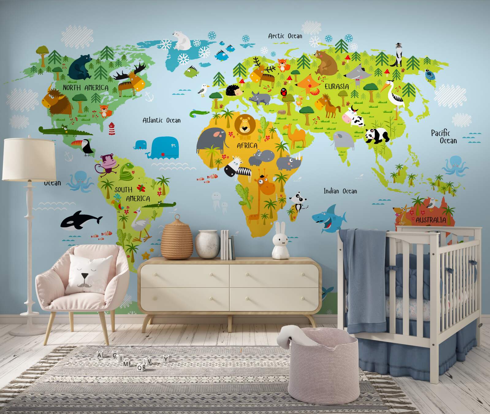 Fotobehang vibrerende wereldkaart