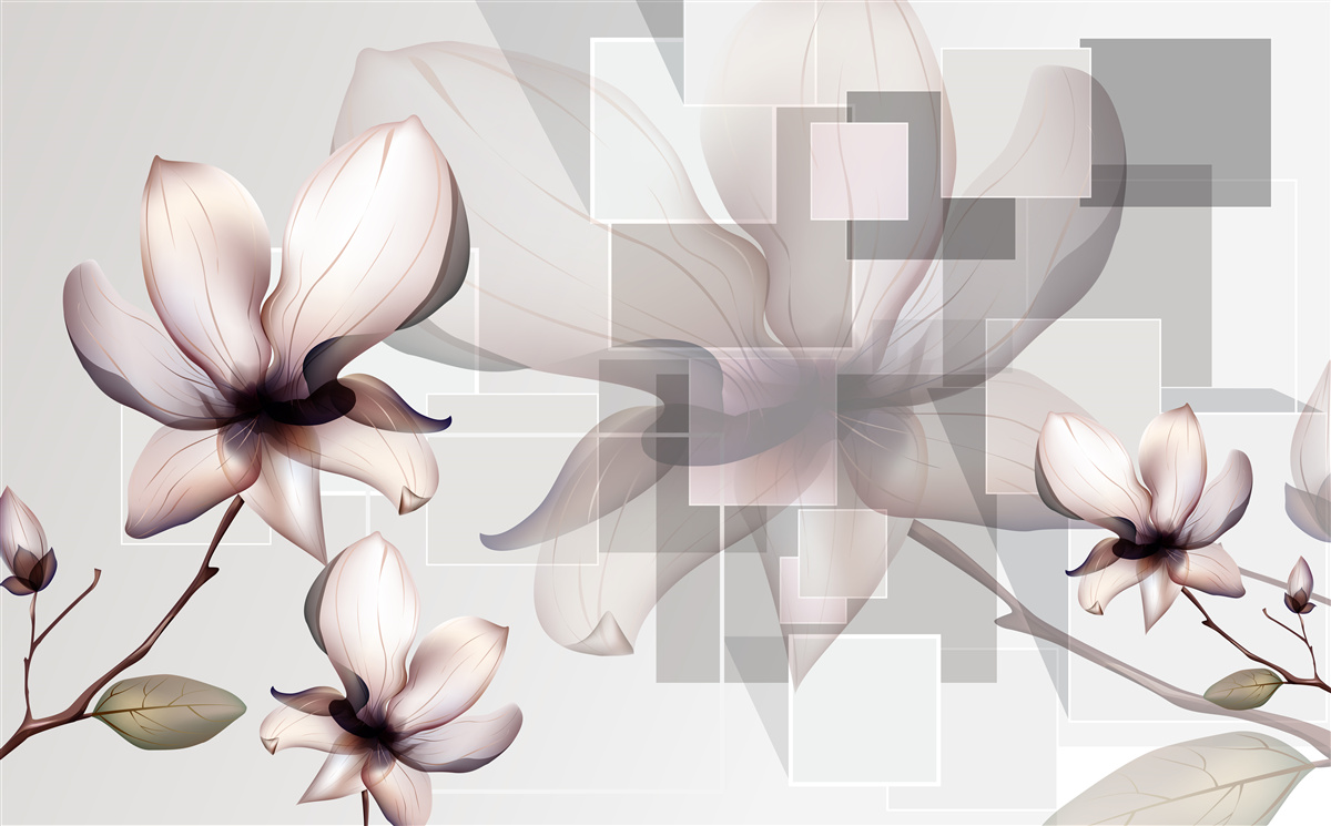 Fotobehang grote witte magnolia's