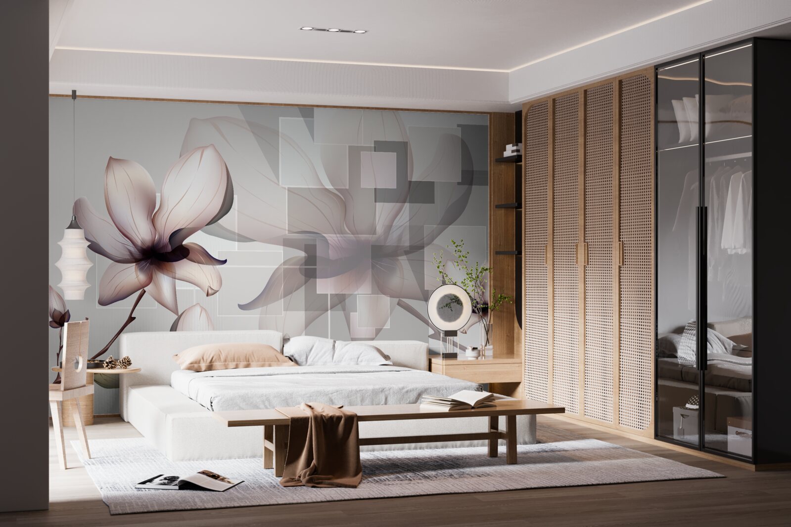 Fotobehang grote witte magnolia's