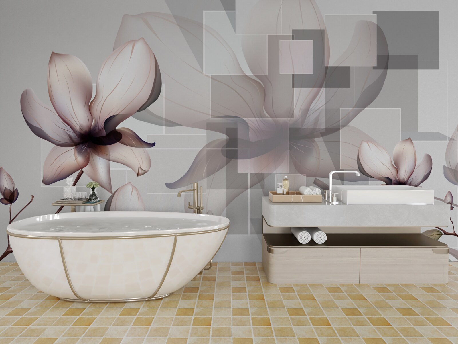 Fotobehang grote witte magnolia's