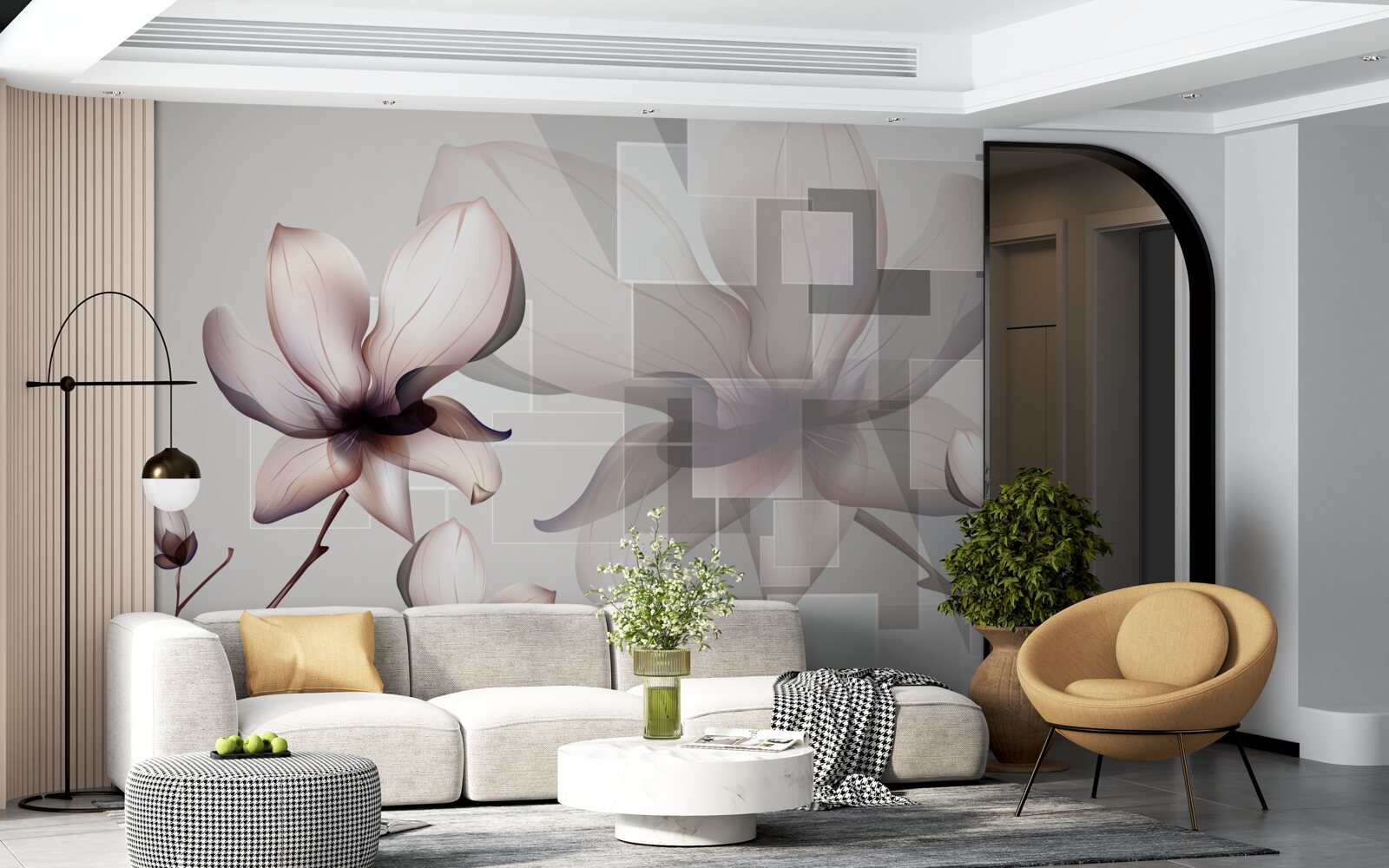 Fotobehang grote witte magnolia's