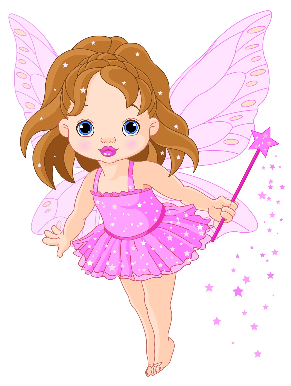 Fotobehang meisje met rood haar en roze vleugels