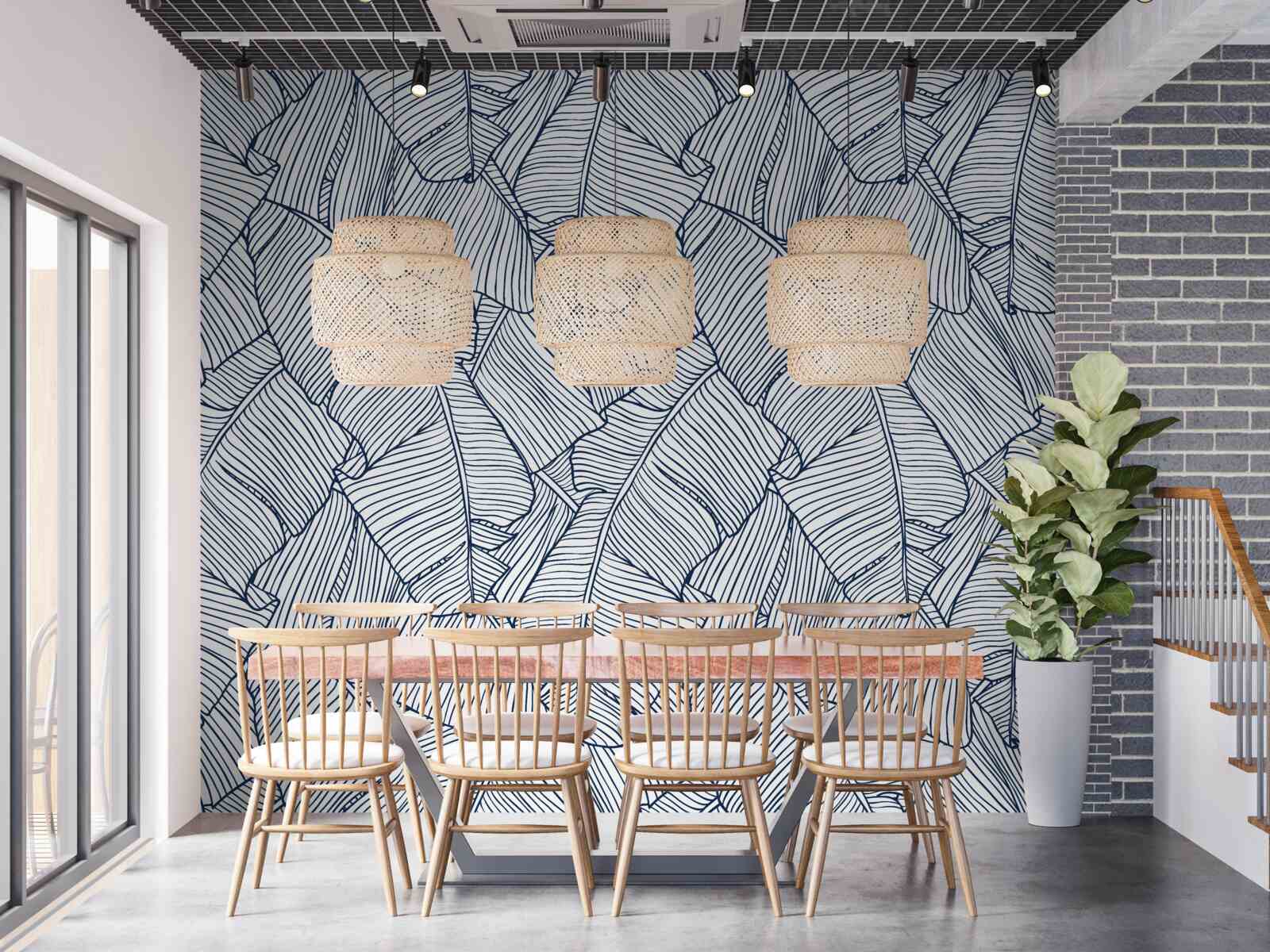 Fotobehang beeld van tropische blauwe bladeren