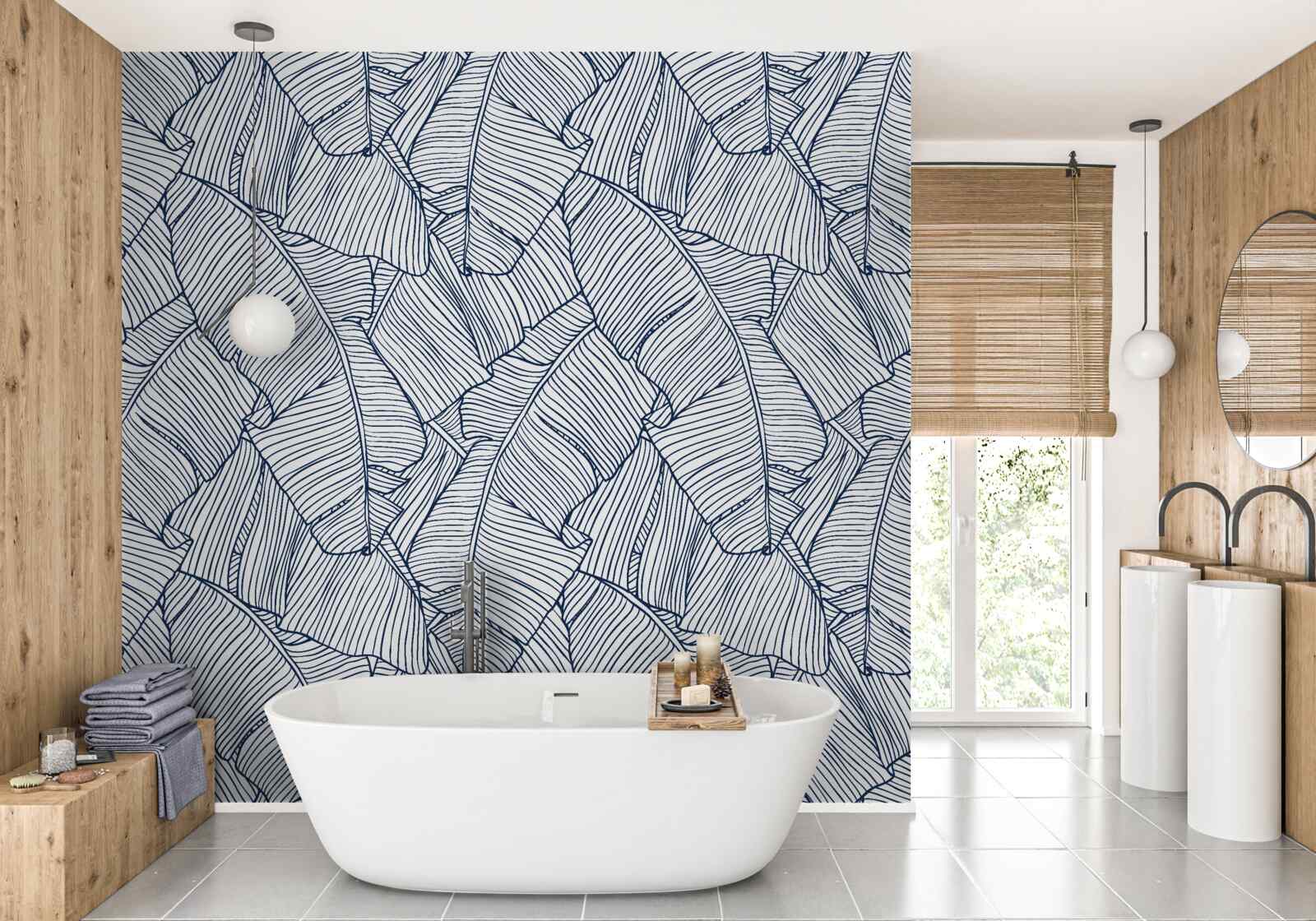 Fotobehang beeld van tropische blauwe bladeren