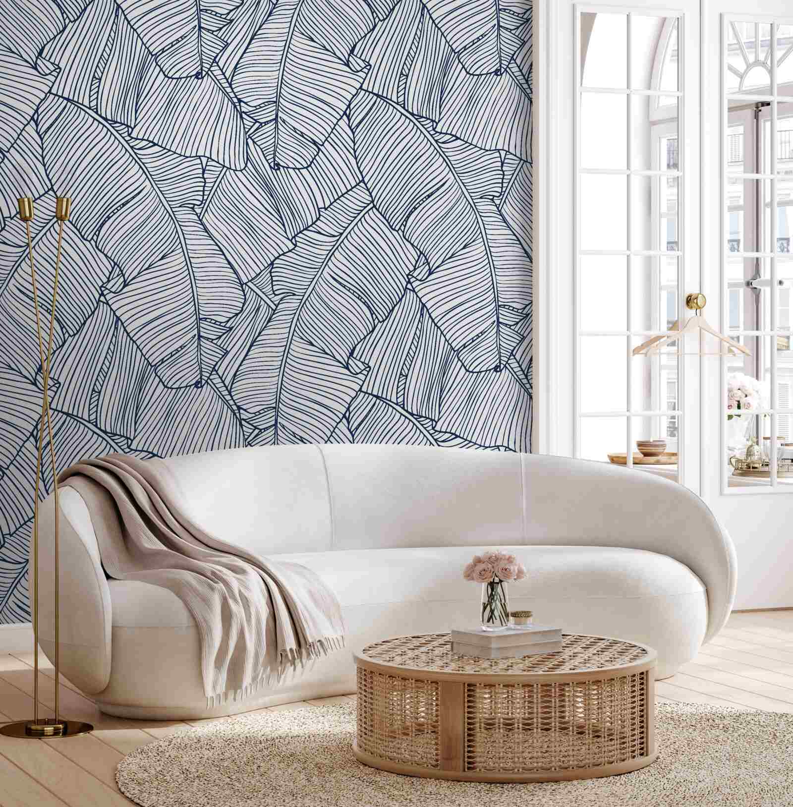 Fotobehang beeld van tropische blauwe bladeren