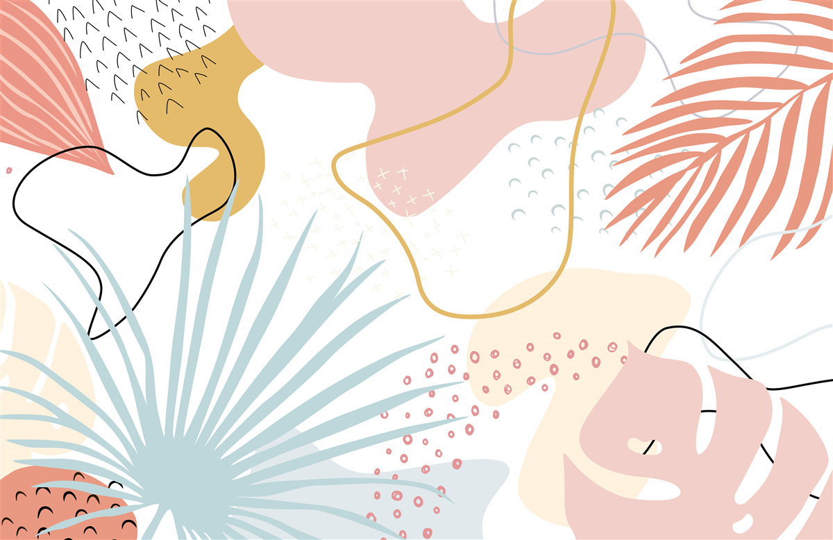 Fotobehang tropische flora in abstractie