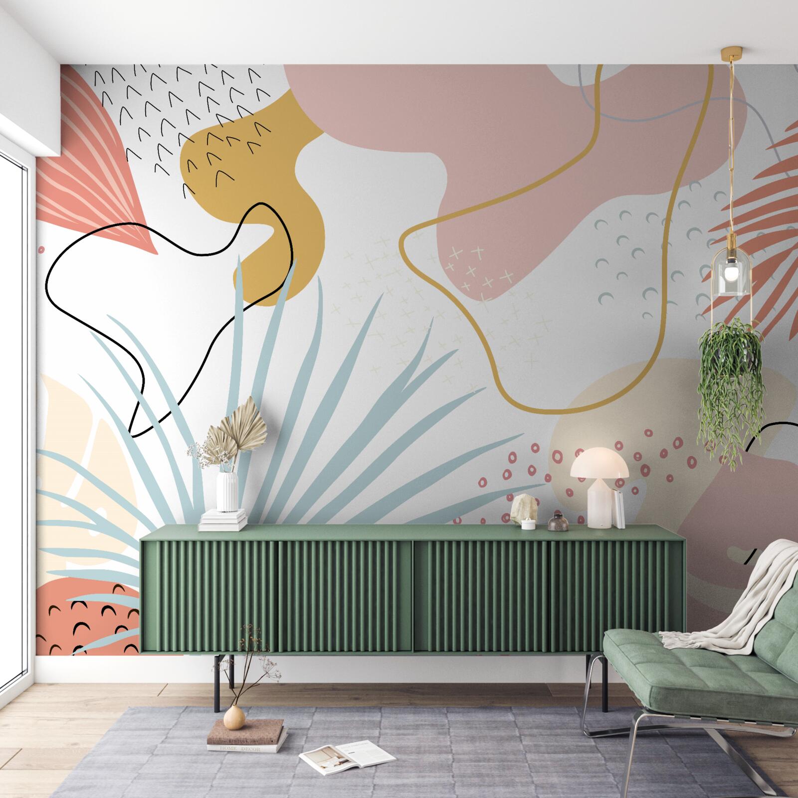 Fotobehang tropische flora in abstractie