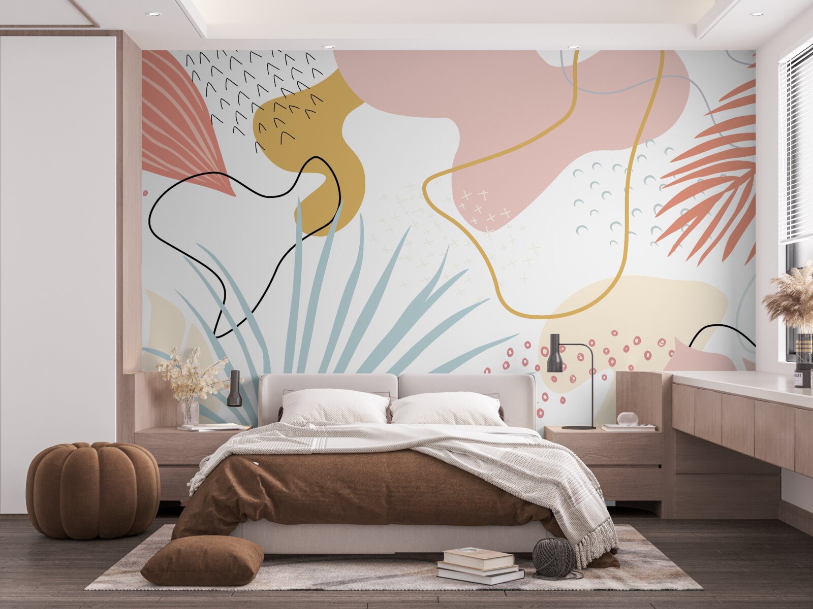 Fotobehang tropische flora in abstractie