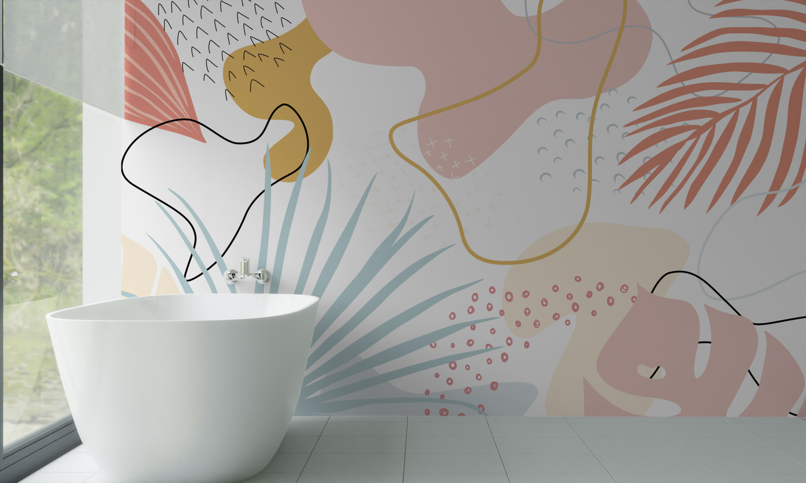 Fotobehang tropische flora in abstractie