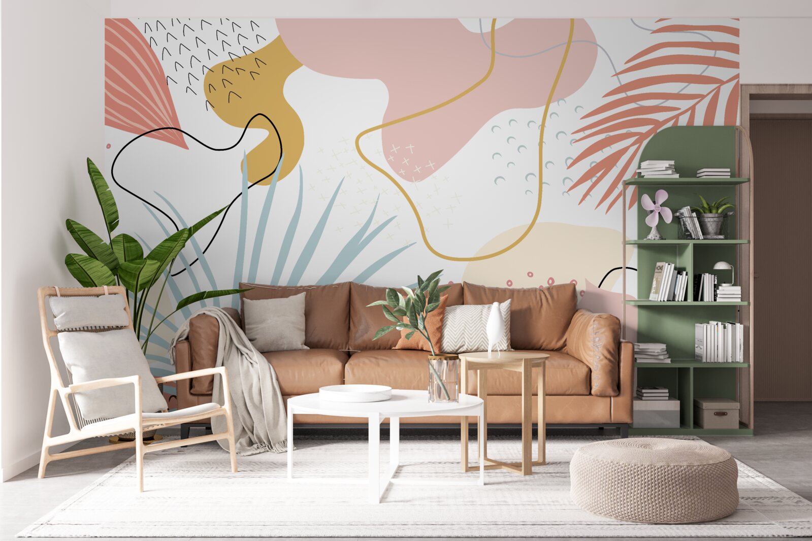 Fotobehang tropische flora in abstractie