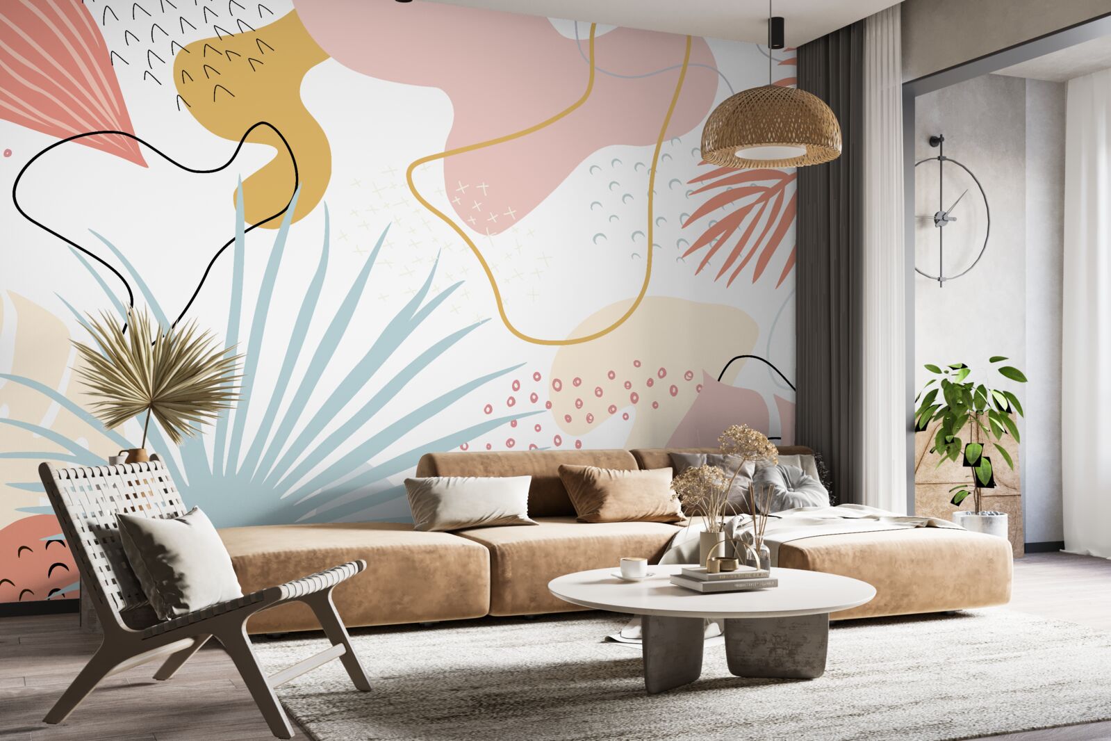 Fotobehang tropische flora in abstractie