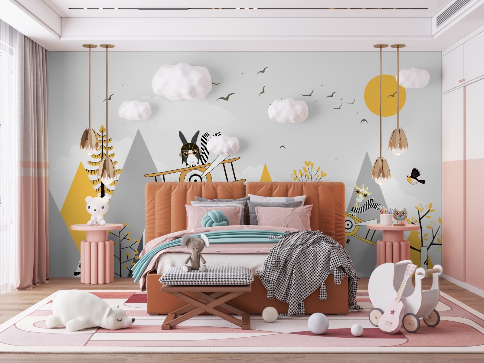 Fotobehang dieren in voertuigen in de lucht