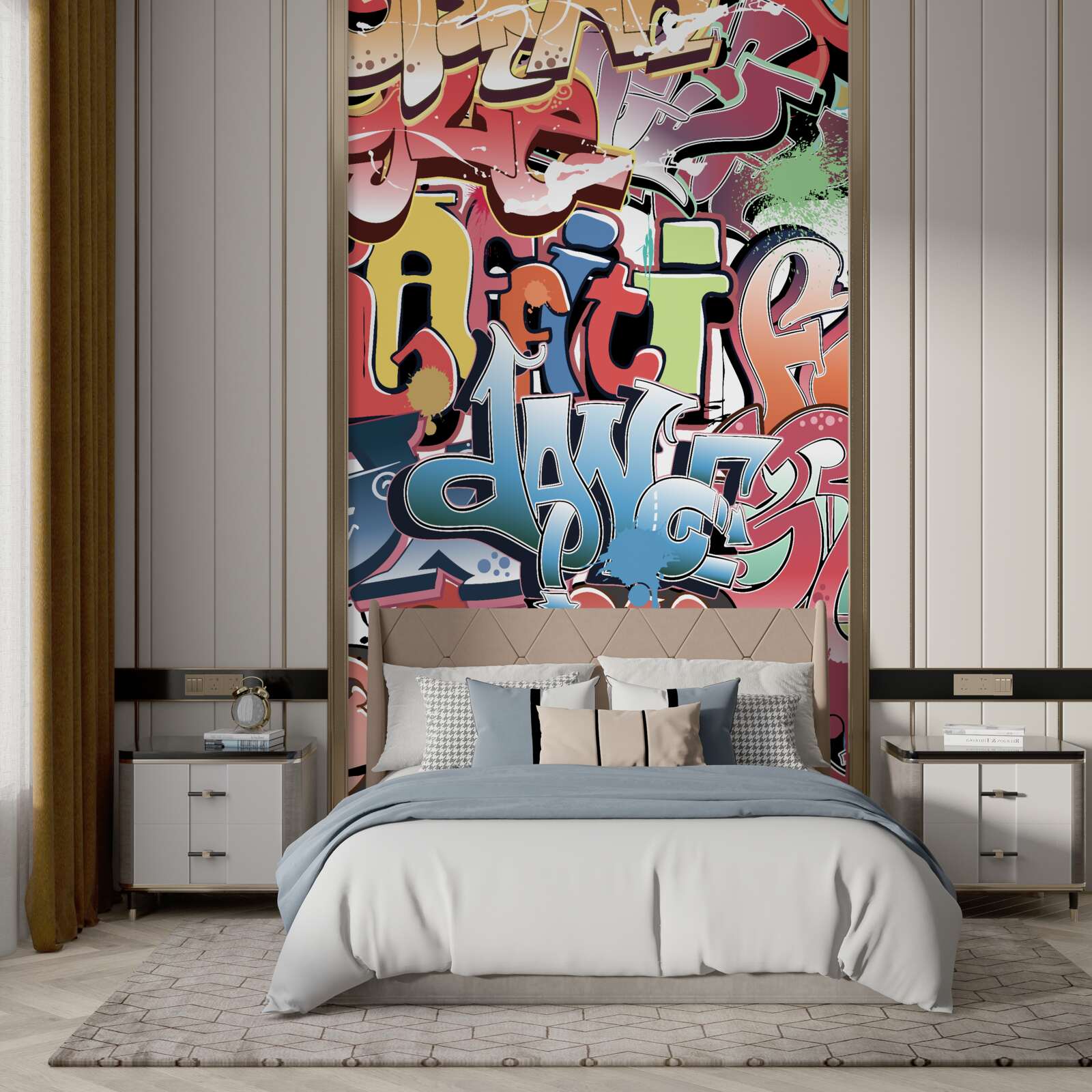 Fotobehang graffitiletters in verschillende kleuren