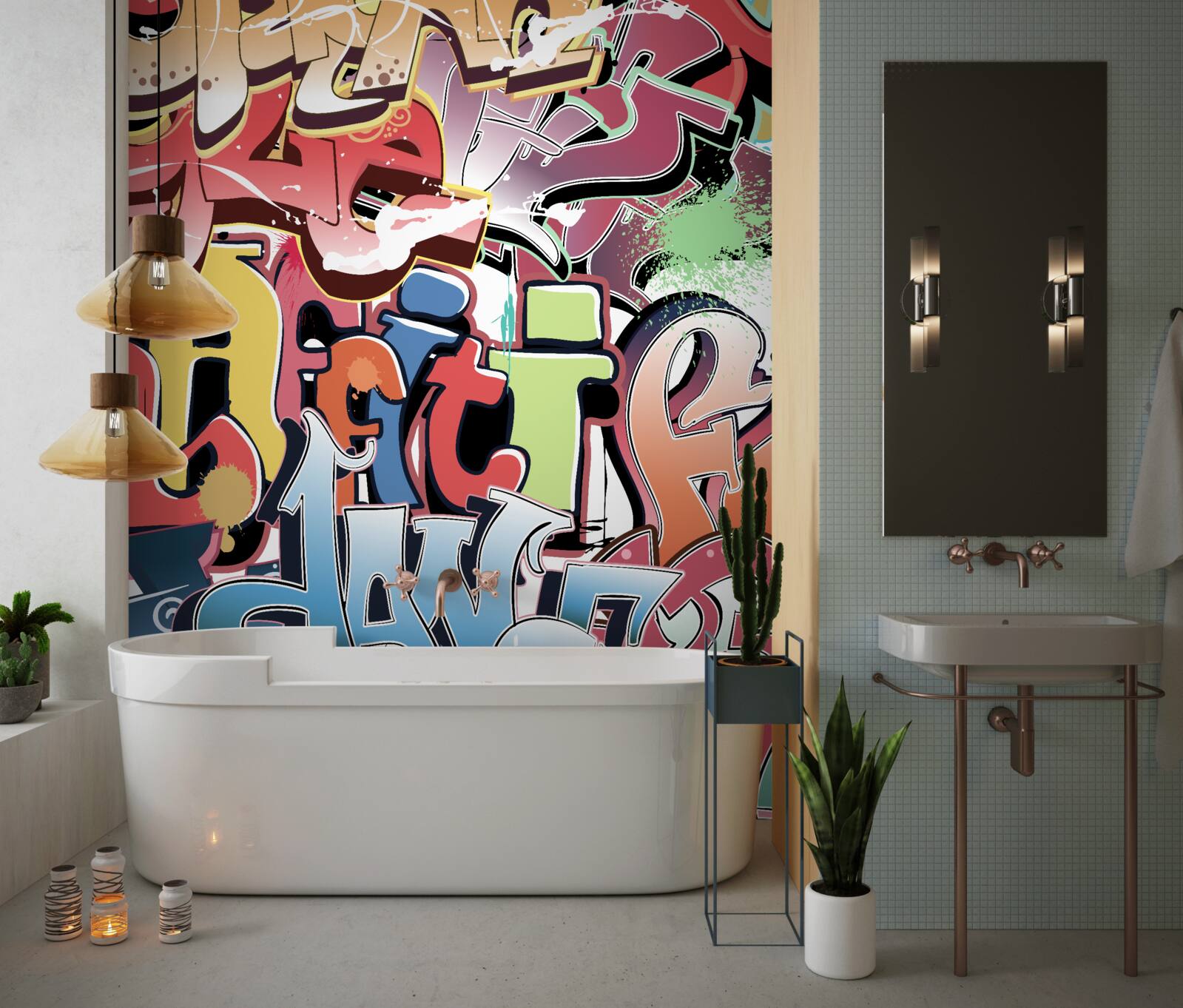 Fotobehang graffitiletters in verschillende kleuren