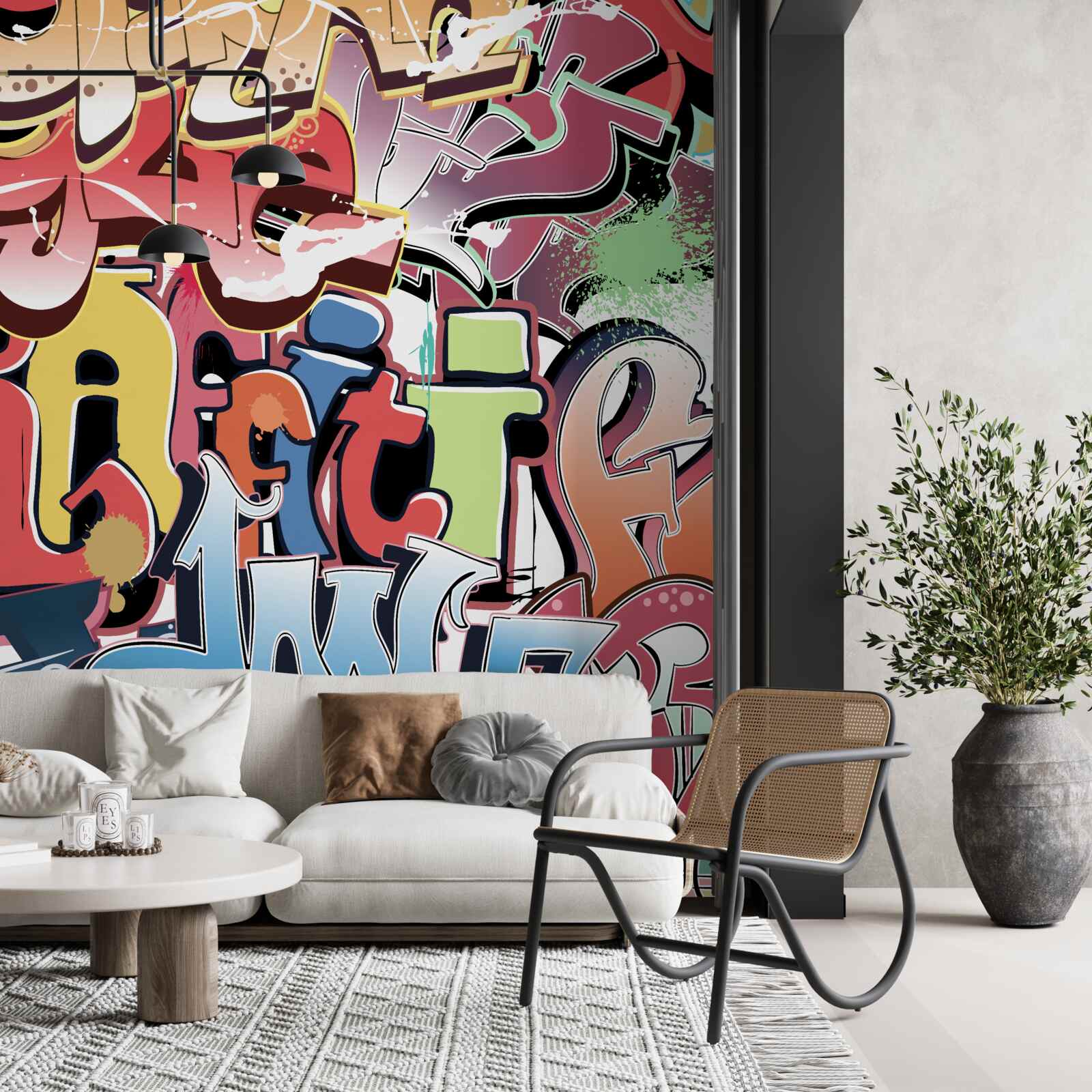 Fotobehang graffitiletters in verschillende kleuren