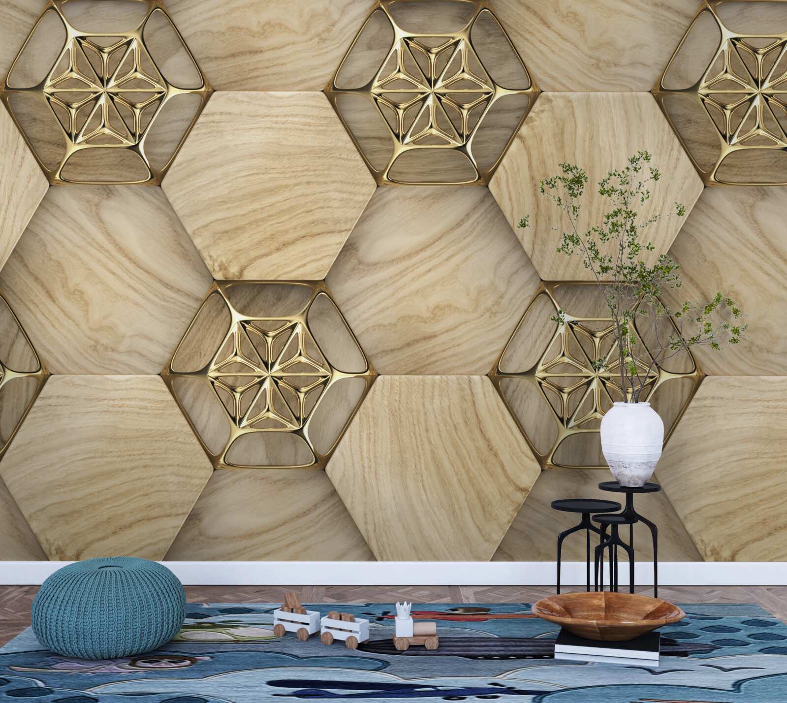 Fotobehang vloer in abstracte stijl