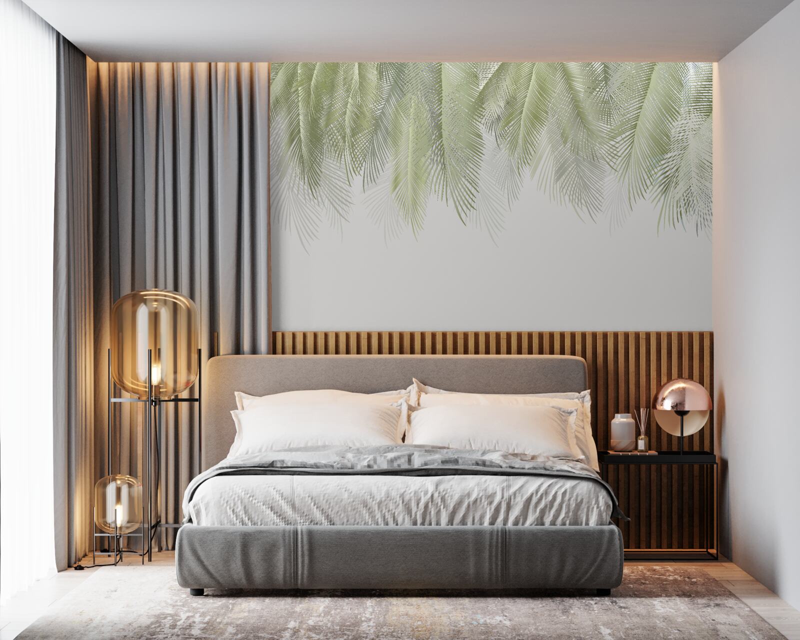 Fotobehang tropen met groene palmen