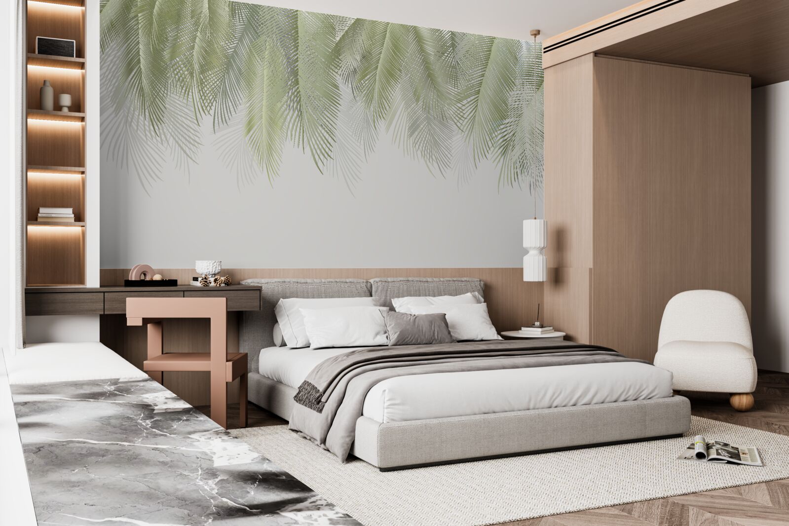 Fotobehang tropen met groene palmen